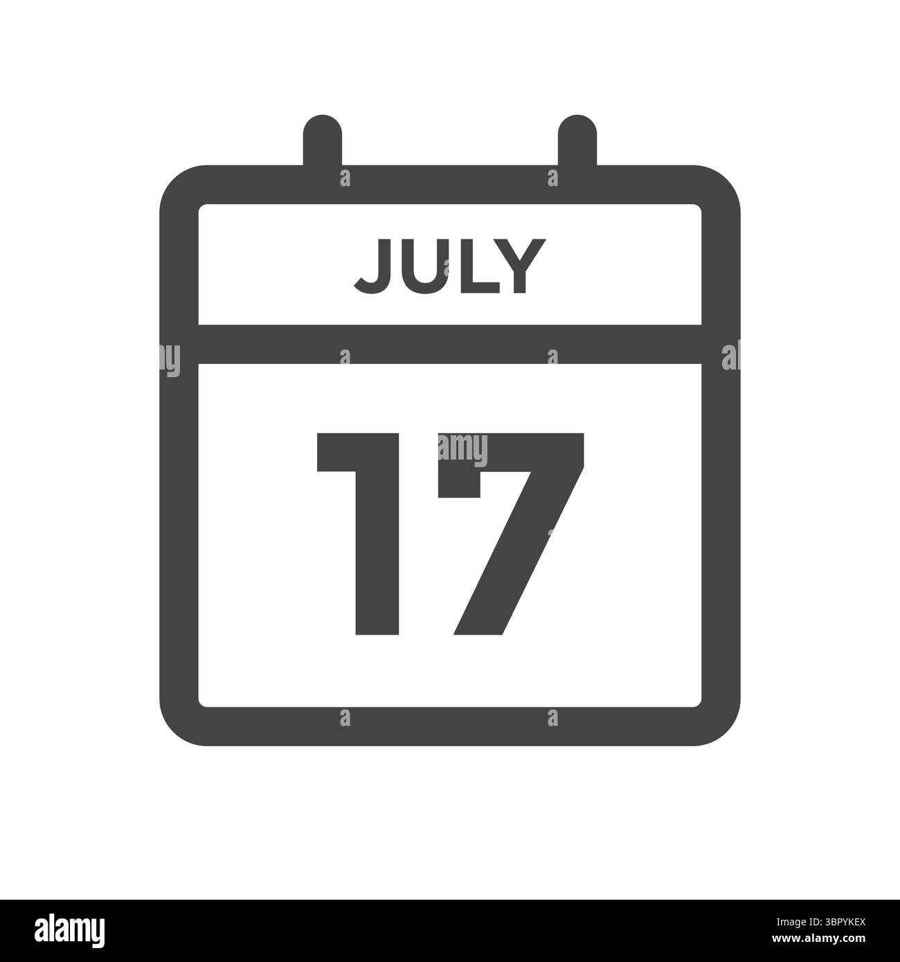 17 juillet jour calendaire ou Date de calendrier pour la date limite et le rendez-vous Illustration de Vecteur