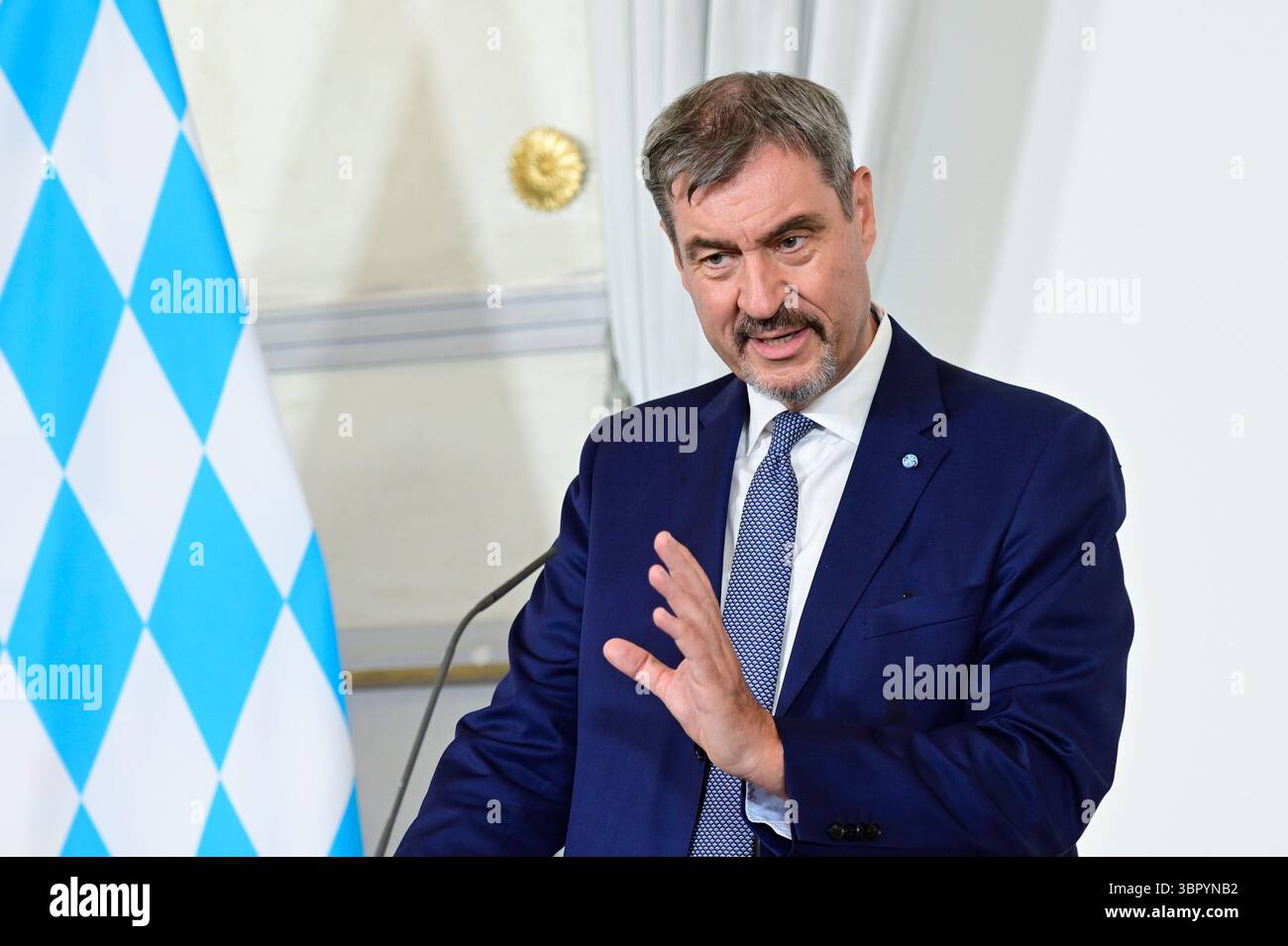 Vienne, Autriche. 10 juillet 2025. Le chancelier fédéral Christian stocker (ÖVP) reçoit le ministre-président de l'État libre de Bavière, Markus Söder (CSU) pour une visite de travail. La photo montre Markus Söder Banque D'Images