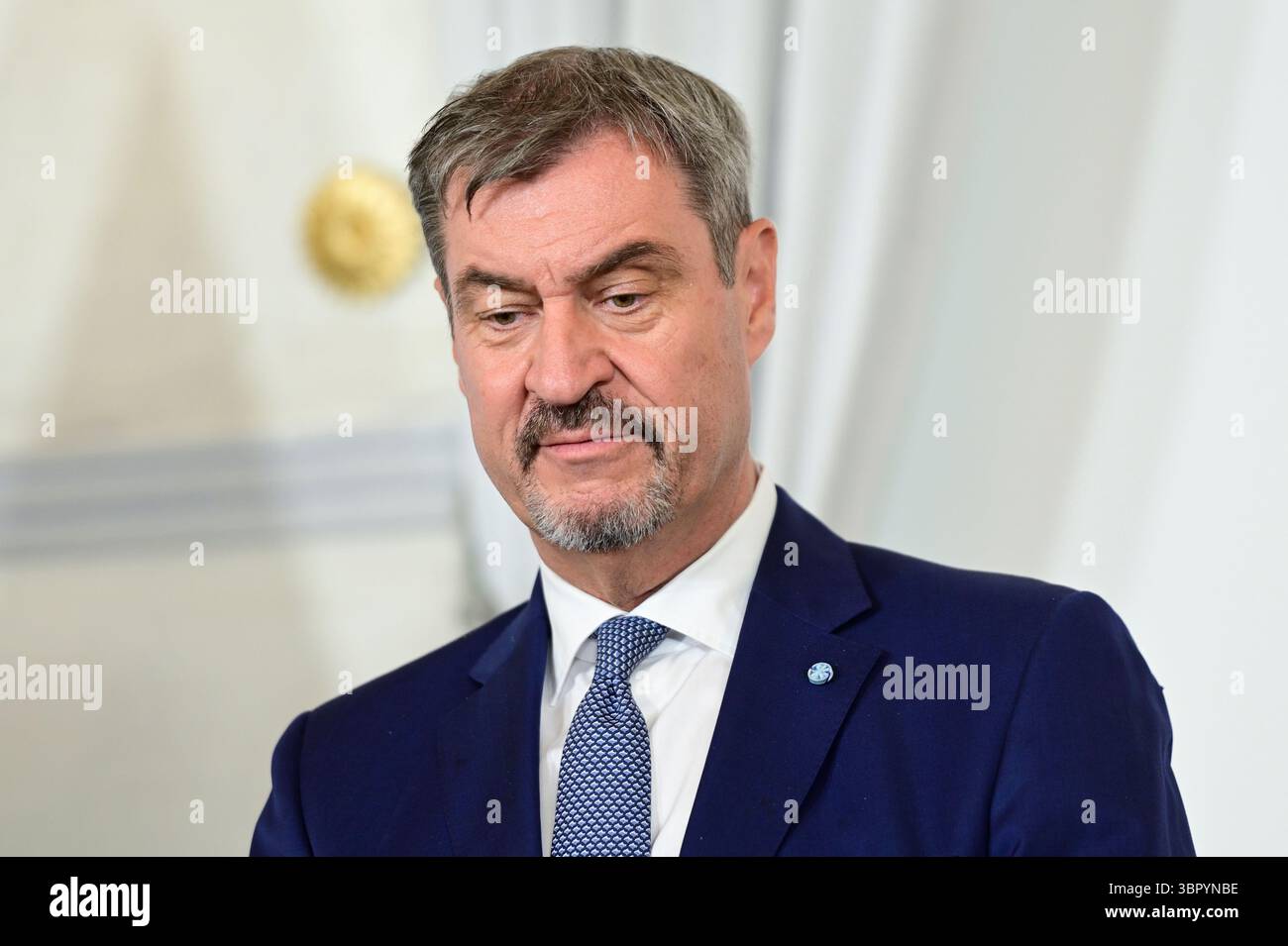 Vienne, Autriche. 10 juillet 2025. Le chancelier fédéral Christian stocker (ÖVP) reçoit le ministre-président de l'État libre de Bavière, Markus Söder (CSU) pour une visite de travail. La photo montre Markus Söder Banque D'Images