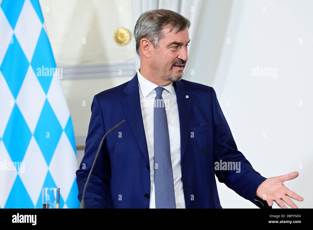 Vienne, Autriche. 10 juillet 2025. Le chancelier fédéral Christian stocker (ÖVP) reçoit le ministre-président de l'État libre de Bavière, Markus Söder (CSU) pour une visite de travail. La photo montre Markus Söder Banque D'Images
