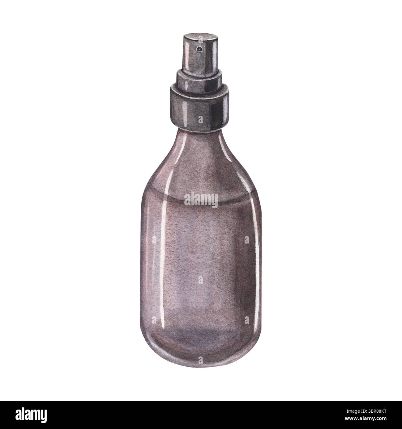 Pulvérisateur pulvérisateur. Illustration aquarelle peinte à la main de fiole isolée sur fond blanc. Parfait pour le coiffeur, la marque de soins capillaires, le parfum Banque D'Images