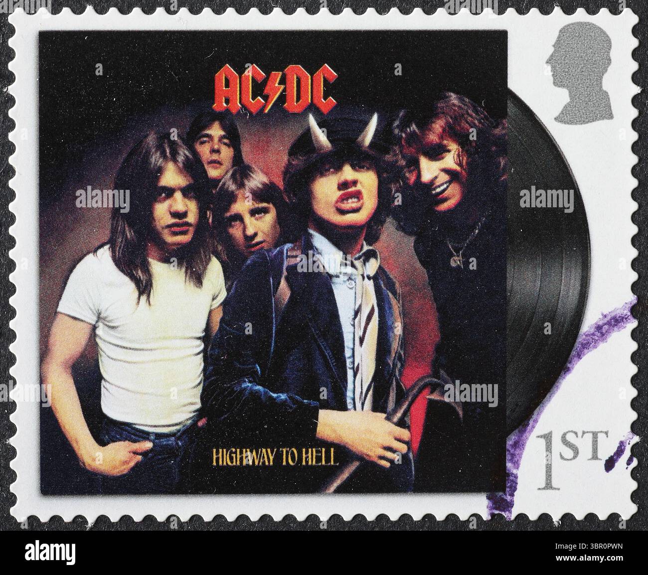 LP 'Highway to Hell' par AC-DC sur timbre-poste Banque D'Images