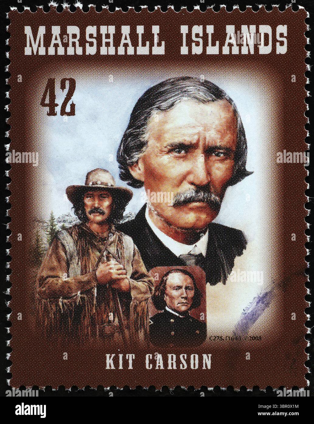 Portraits de l'ouest sauvage, Kit Carson sur timbre-poste Banque D'Images