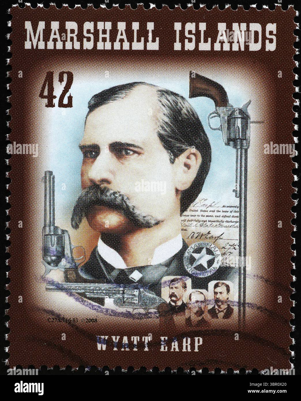 Portraits de l'ouest sauvage, Wyatt Earp sur timbre-poste Banque D'Images