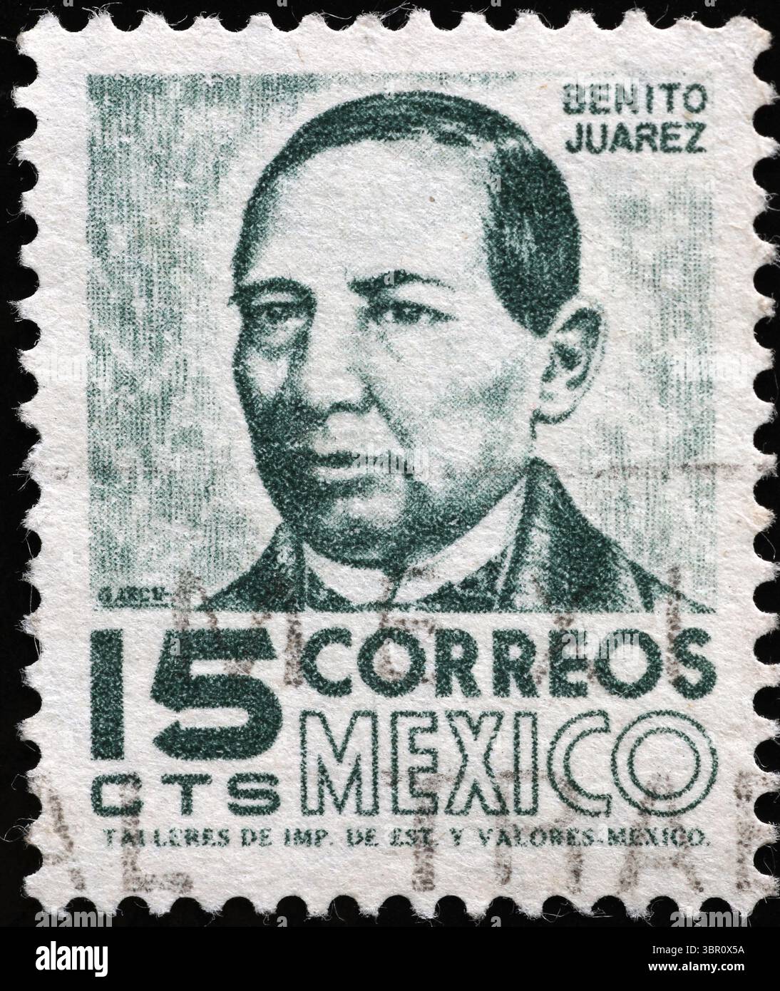 Président Benito Juarez sur timbre mexicain vintage Banque D'Images