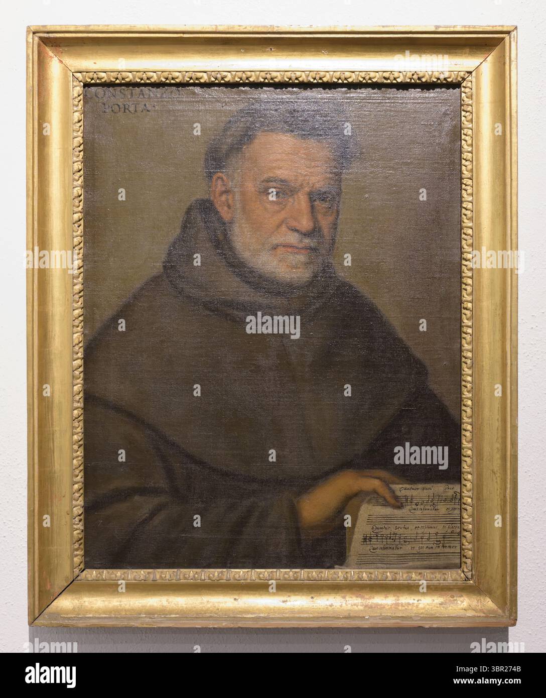 Portrait du compositeur Costanzo Porta par Francesco Apollodoro (il Porcia), conservé au Museo Civico, Padoue, Italie. Banque D'Images