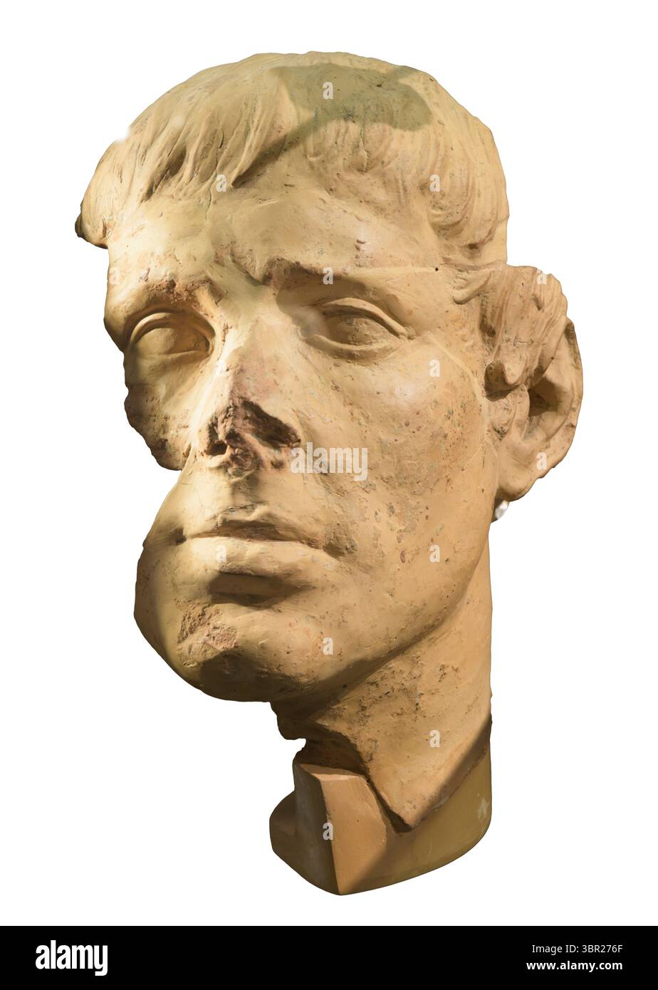 Tête masculine, probable production locale, 100-0 av. J.-C., Musée archéologique d'Arezzo, Toscane, Italie. Banque D'Images