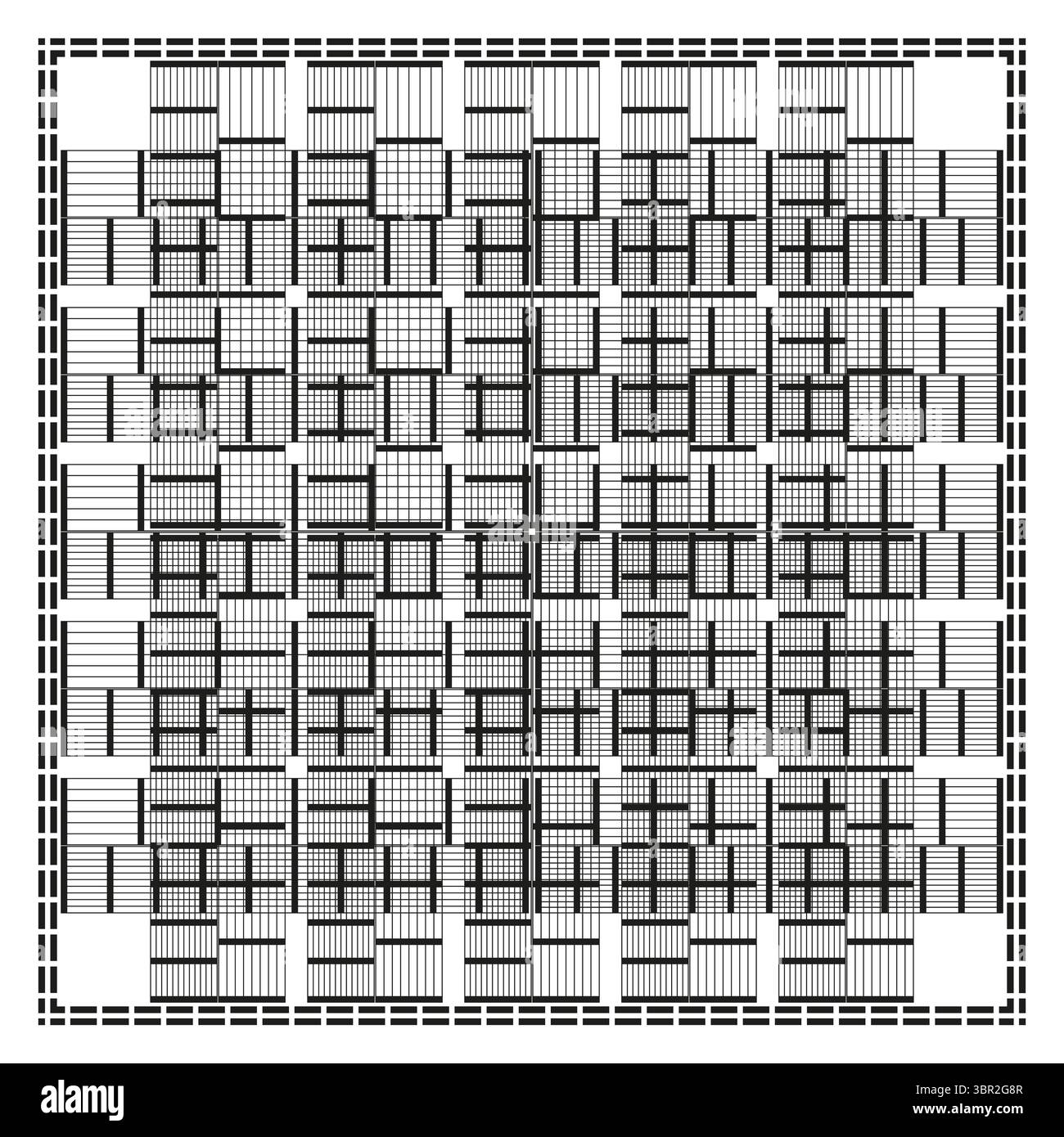 Bordure de grille orthogonale. Mosaïque de porosité hétérogène. Vecteur de réseau réticulé. Facettisation du périmètre d'ingénierie. Illustration de Vecteur