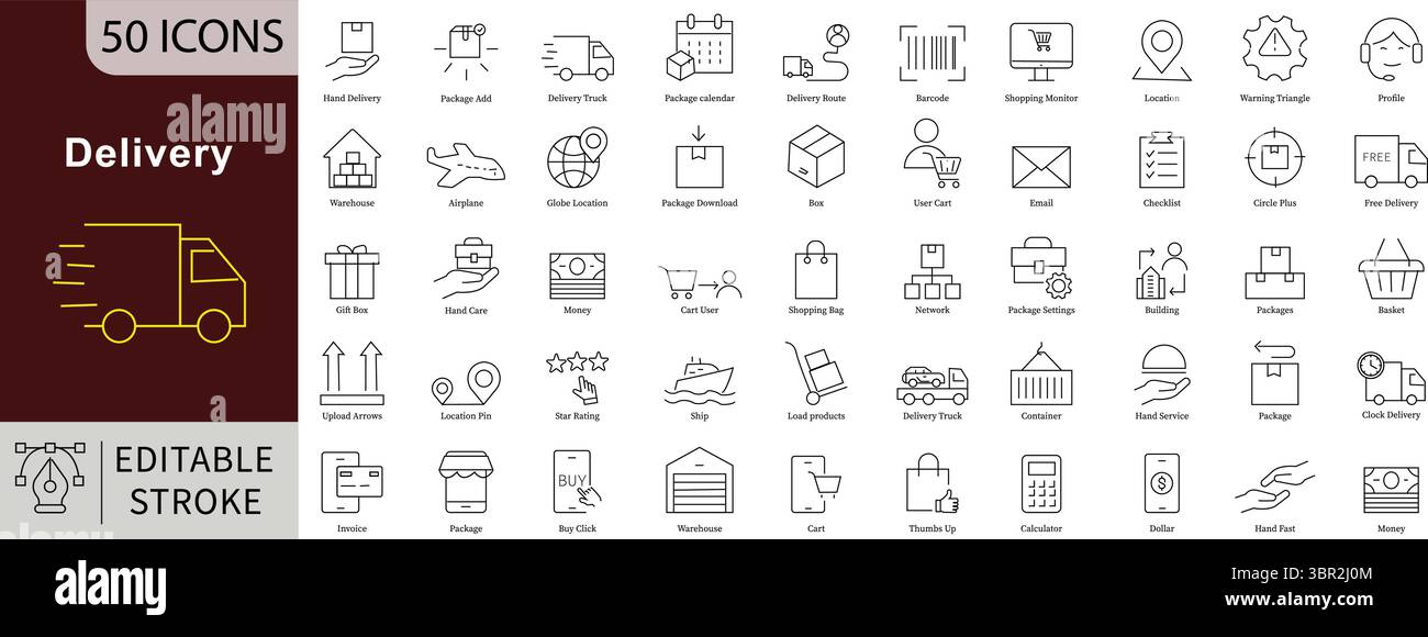 cargaison, transporteur, centre, chaîne, livraison, expédition, distribution, drop, modifiable, flux, marchandises, icône, icônes, inventaire, ligne, chargement, emplacement, logistique, Illustration de Vecteur