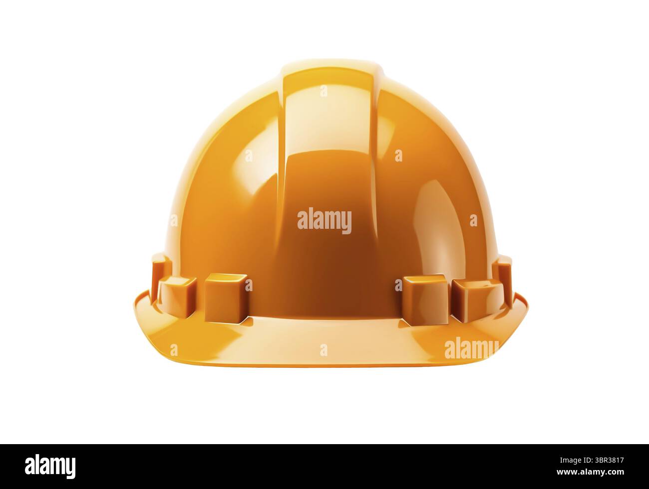 Nouveau casque de sécurité jaune sur un fond blanc. masque Banque D'Images