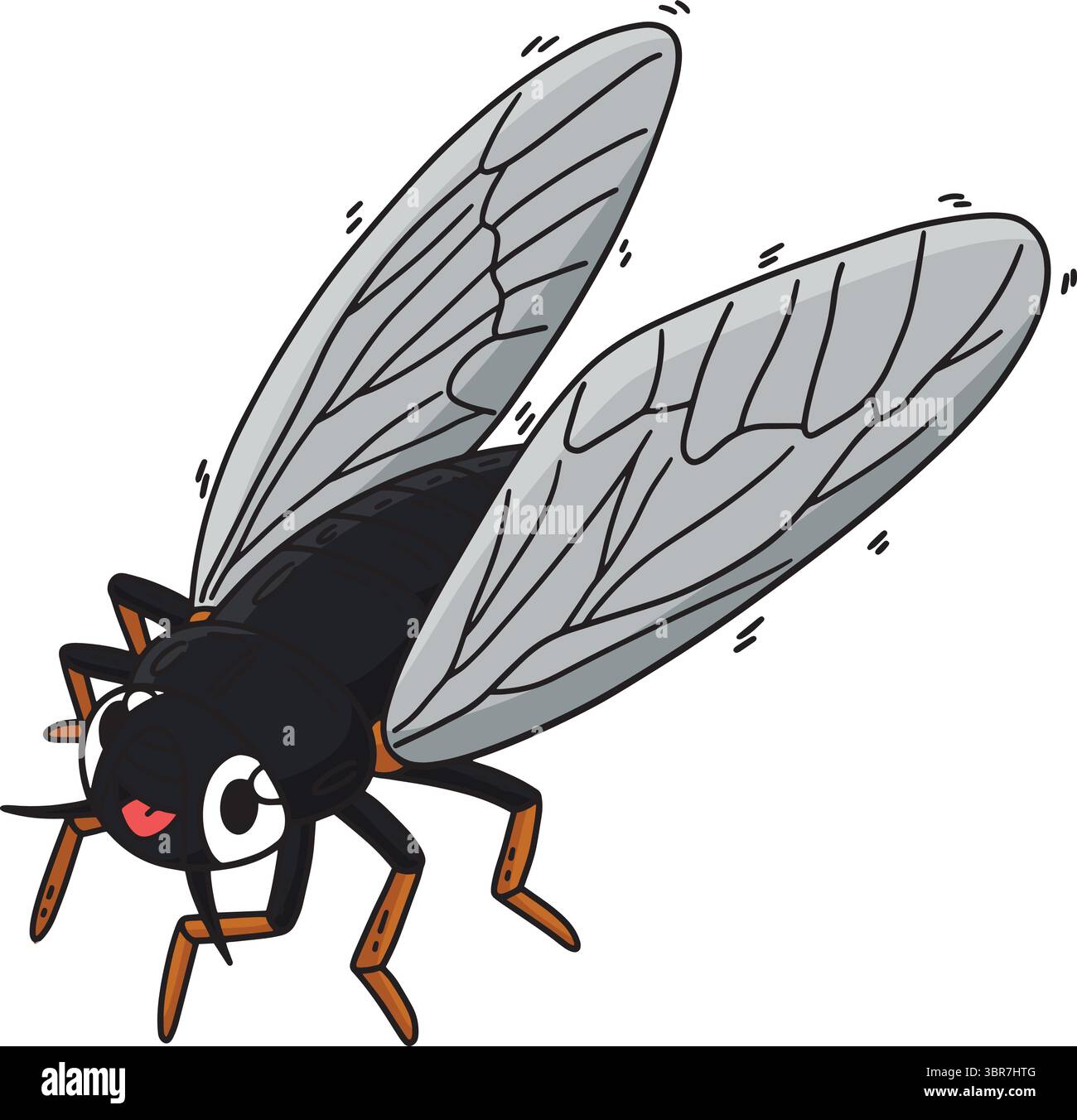Insecte Cicada animal Cartoon coloré Clipart Illustration de Vecteur