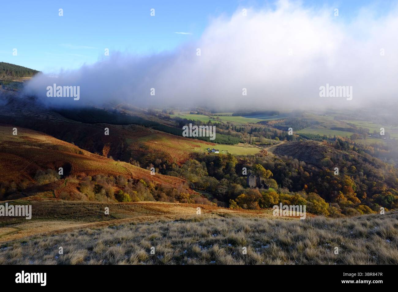 Couleurs d'automne dans Scottish Glen avec nuage bas Banque D'Images