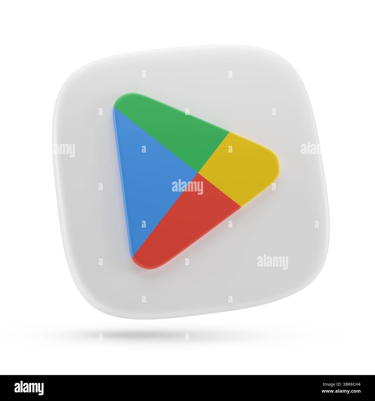Buenos Aires, Argentine ; 9 juillet 2025 : Google Play Store logo en trois dimensions isolé sur fond blanc. illustration 3d. Banque D'Images