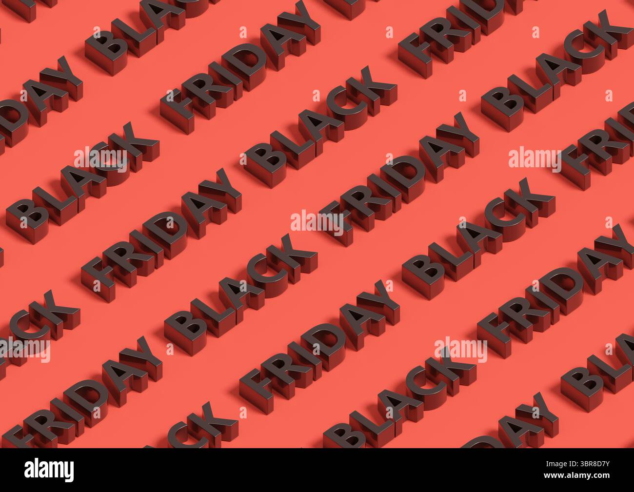 Motif sans couture isométrique de texte Black Friday. illustration 3d. Banque D'Images