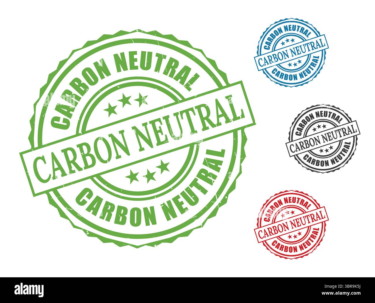 Un ensemble de timbres certifiés verts, éco Sustainability Grunge Rubber Icons Illustration de Vecteur