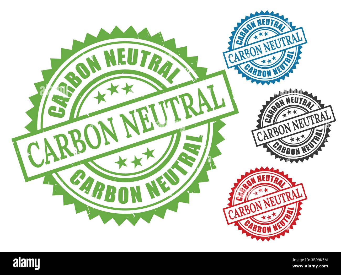 Joints neutres à empreinte carbone, collection vectorielle Eco Label Grunge Illustration de Vecteur