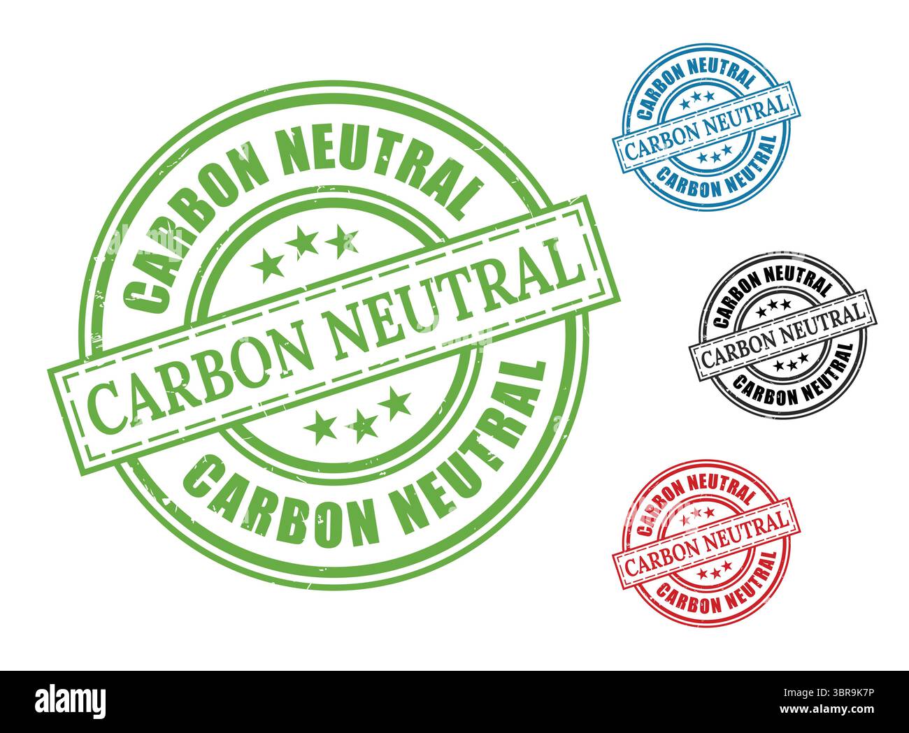 Un ensemble de badges approuvés pour la durabilité, vecteurs de timbre neutre en carbone respectueux de l'environnement Illustration de Vecteur