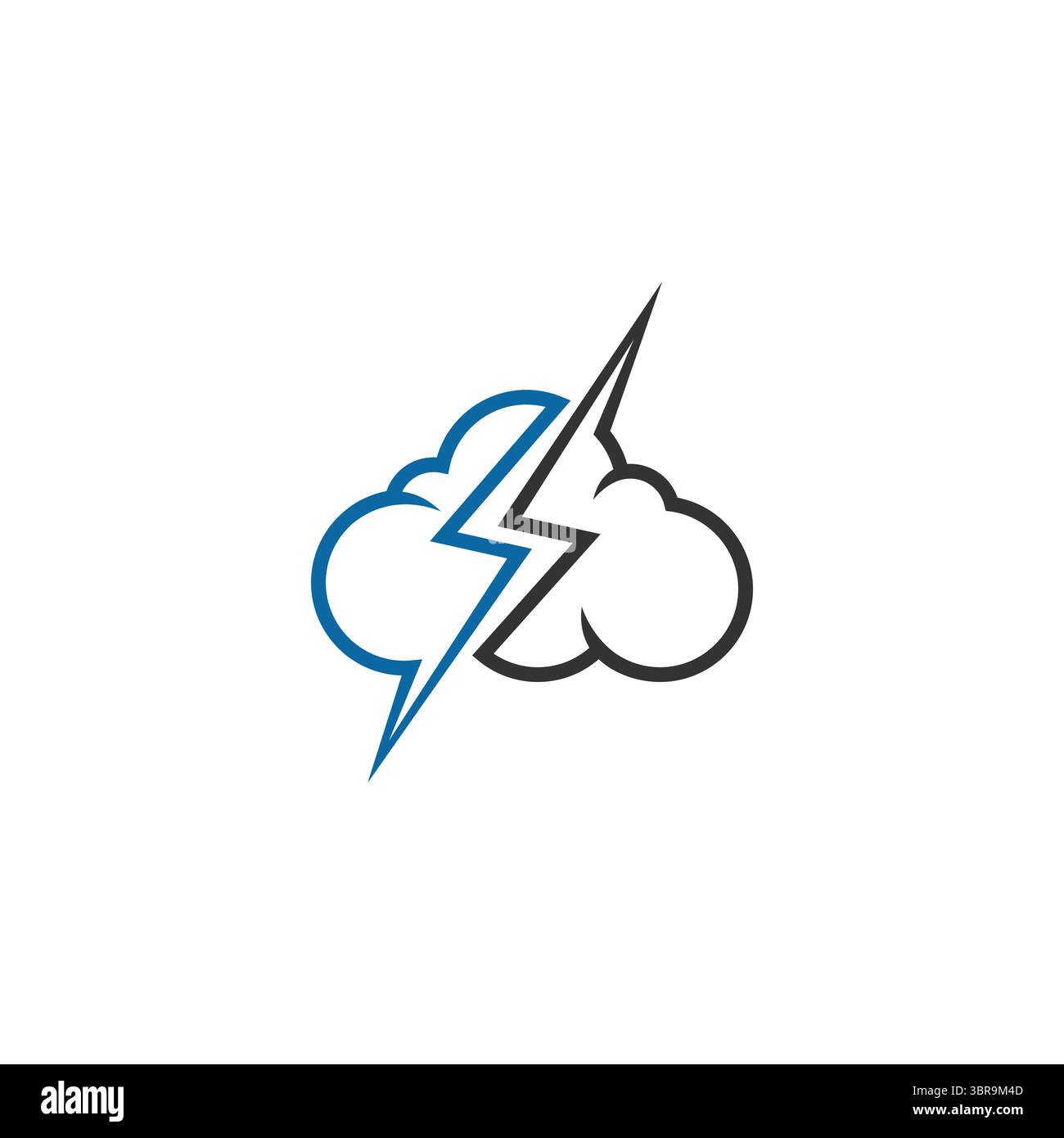 Logo Lightning Cloud avec un style moderne minimaliste. Illustration de conception de logo de contour combiné nuage et éclair Illustration de Vecteur