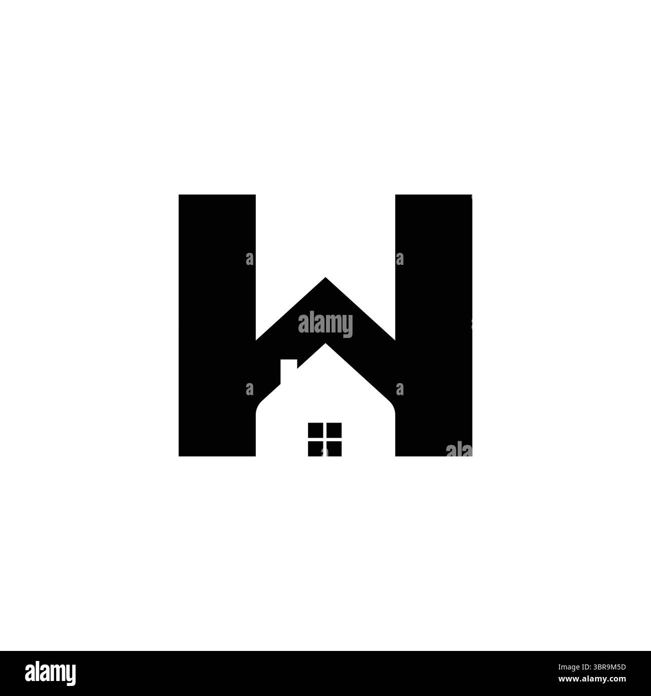 Lettre W avec logo monogramme d'espace négatif de maison immobilière moderne. W WW initiales basé modèle et lettres dans vecteur. Illustration de Vecteur