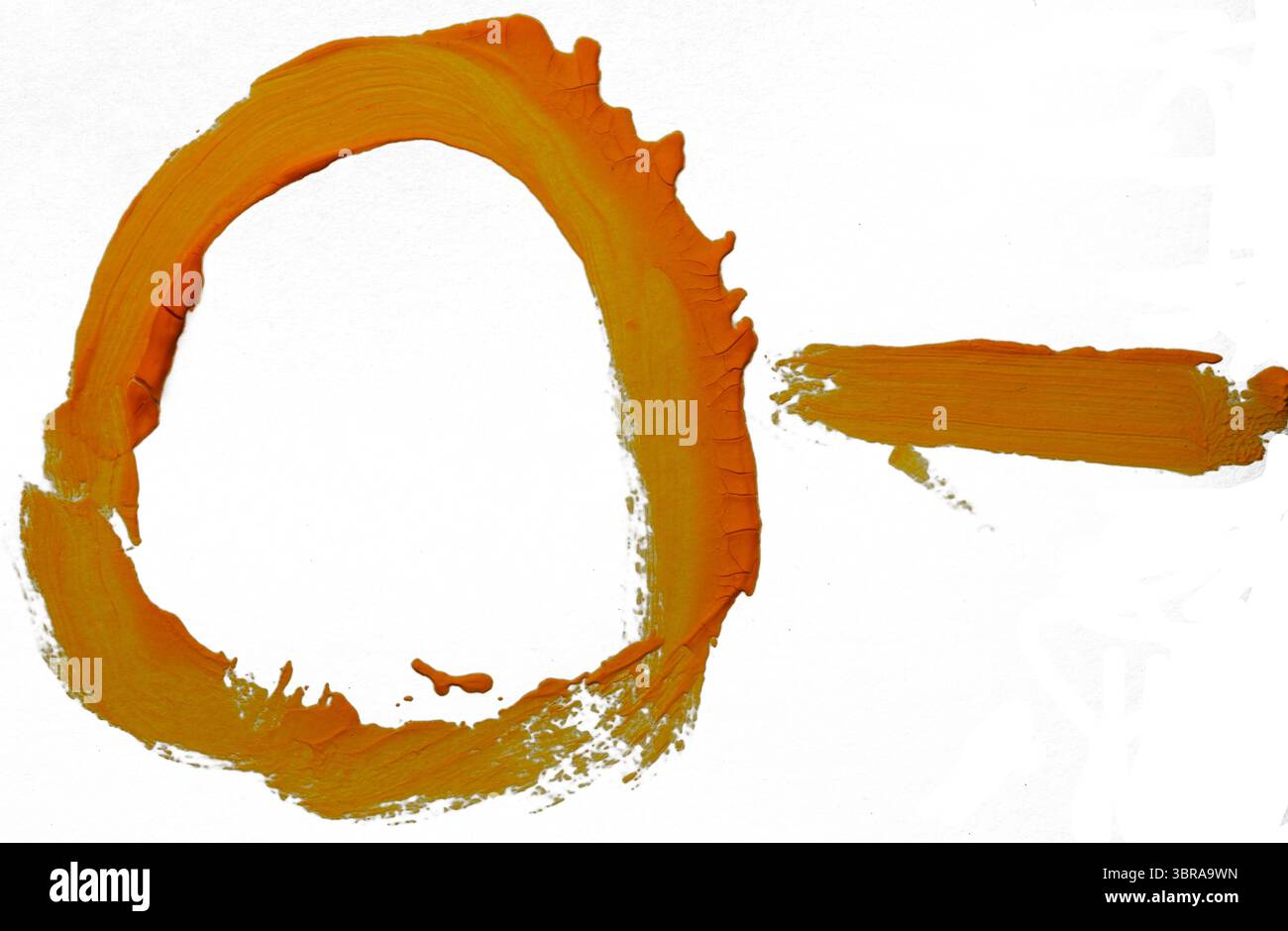 Un coup de pinceau audacieux et ensoleillé coule avec des teintes orange vif sur la toile. Banque D'Images