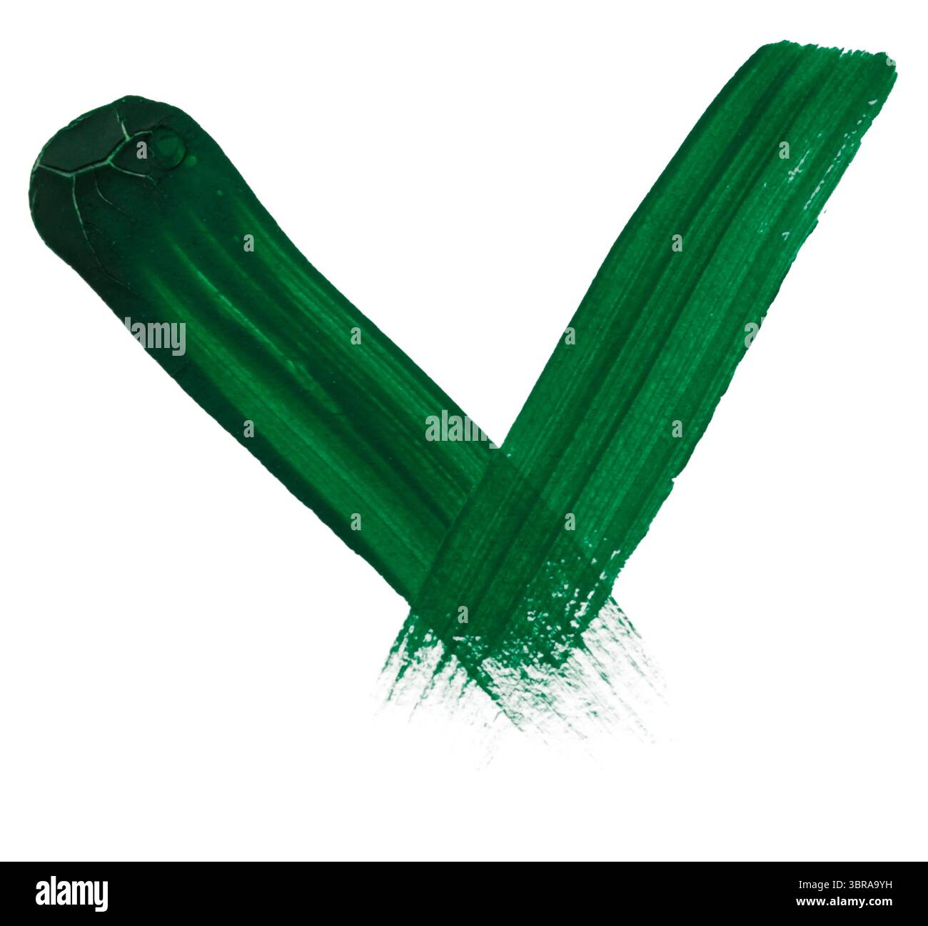 Un coup de pinceau vert éclatant forme une forme de y frappante, mettant en valeur la créativité et l'art. Banque D'Images