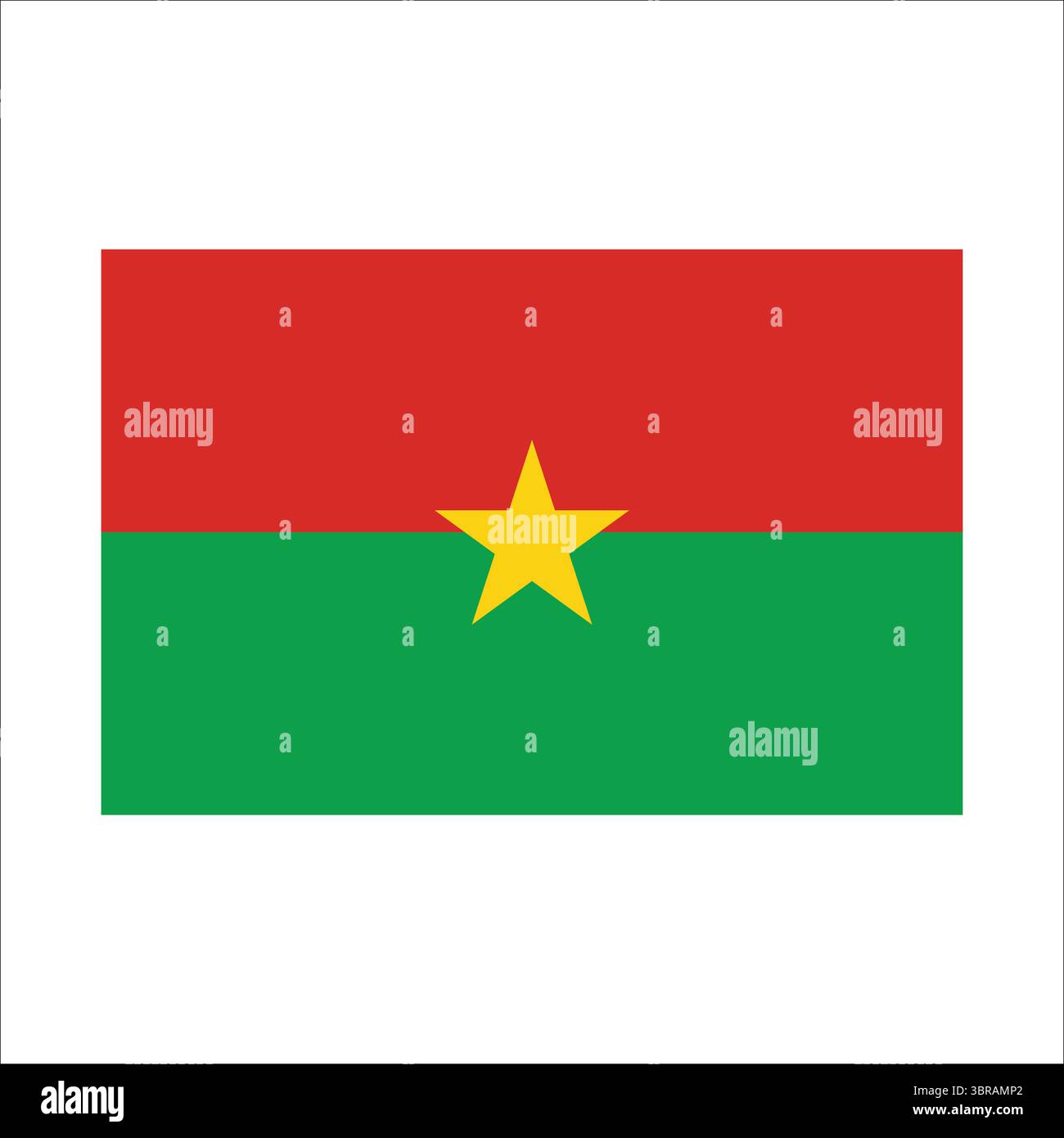 Le drapeau du Burkina faso présente deux bandes horizontales rouge et verte, avec une étoile jaune à cinq branches au centre, symbolisant la révolution du pays Illustration de Vecteur