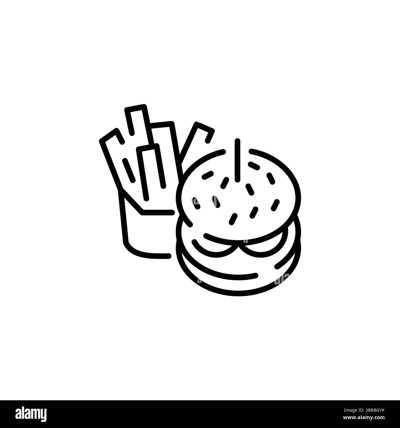 Icône hamburger et frites Illustration de Vecteur
