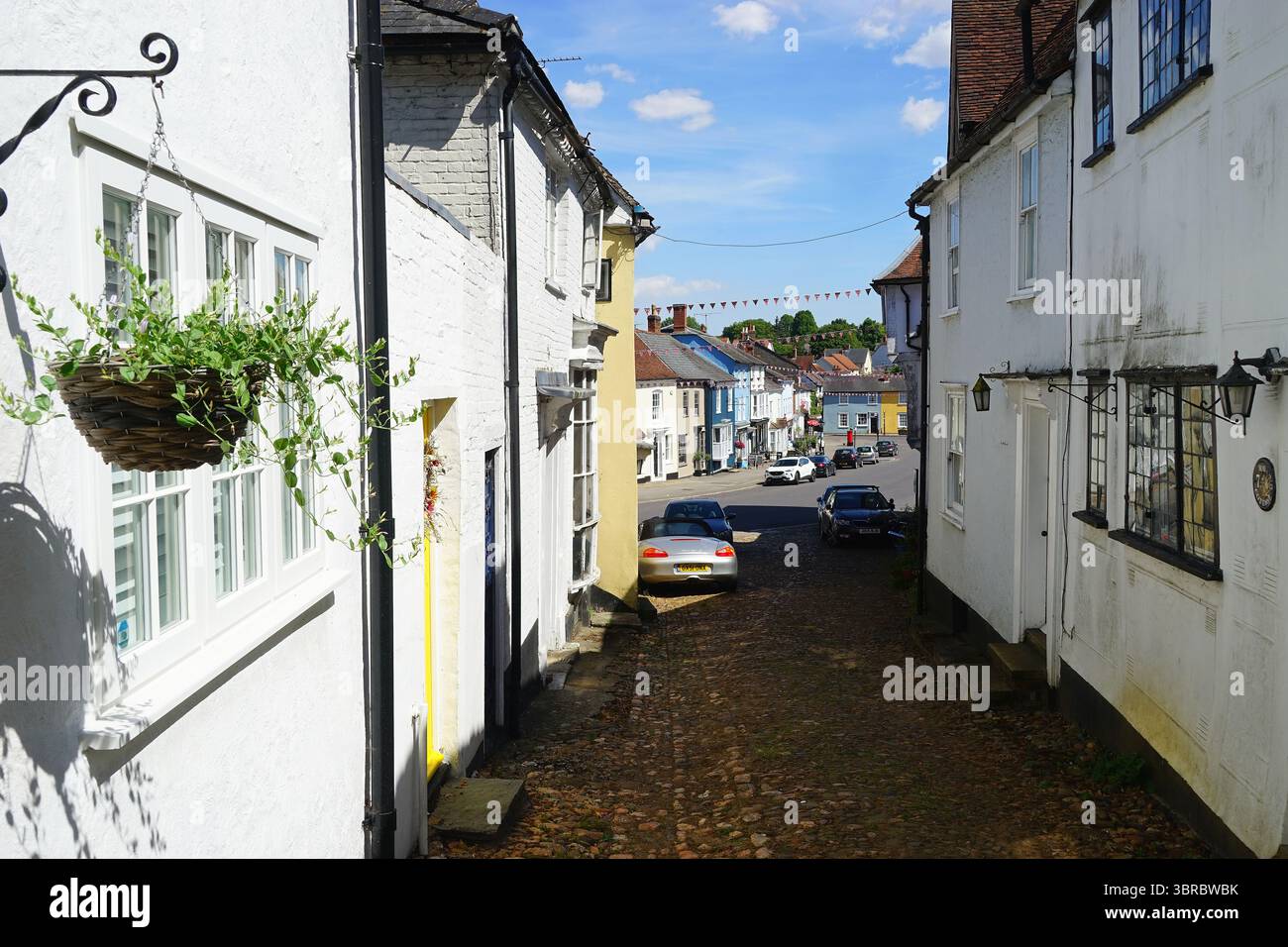 Une vue sur Stoney Lane à Town Street, Thaxted Banque D'Images