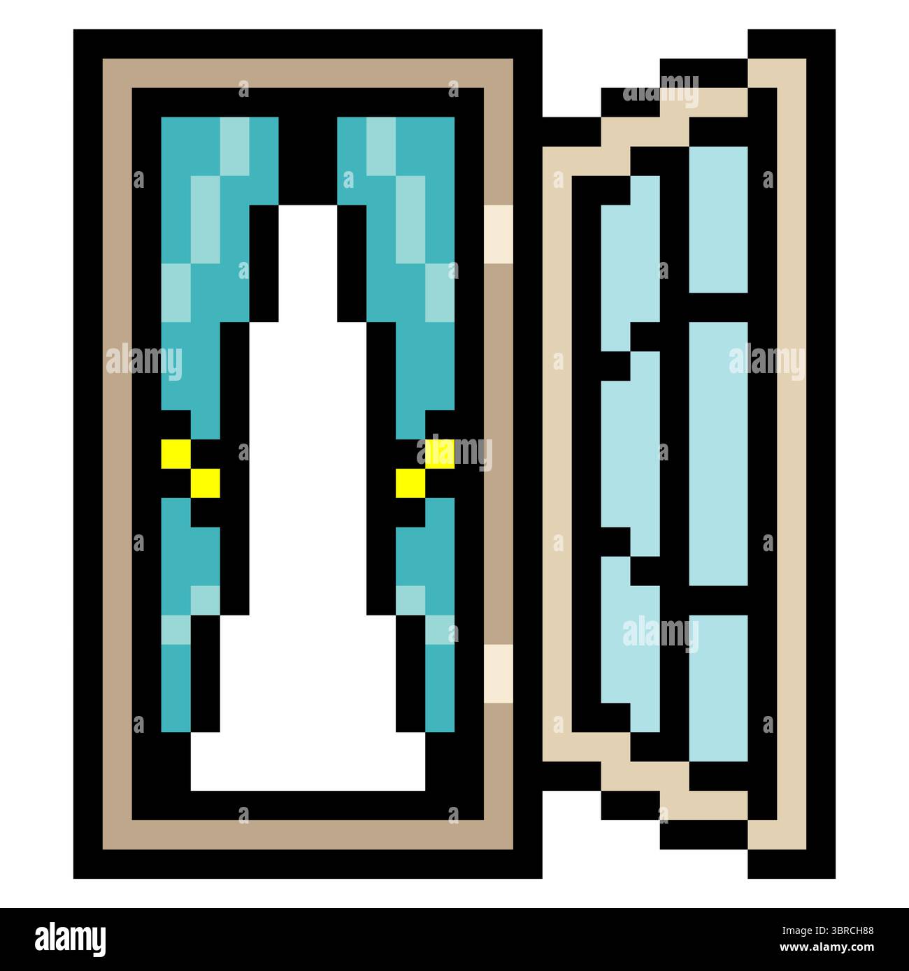 Ouvrir la fenêtre avec pixel art. Illustration de Vecteur