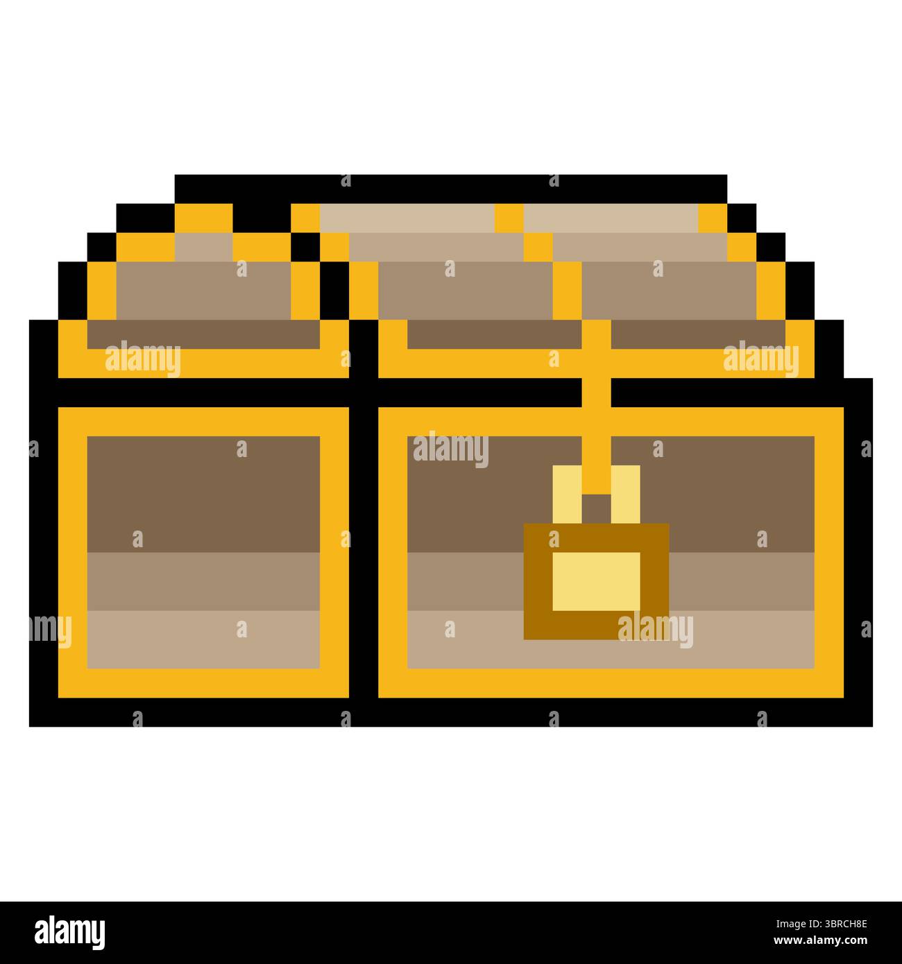 Coffre au trésor en pixel art. Illustration de Vecteur