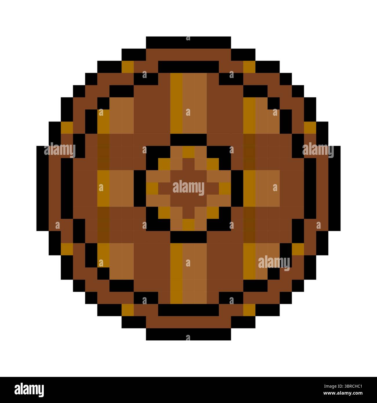 Bouclier Viking dans le style pixel art. Illustration de Vecteur