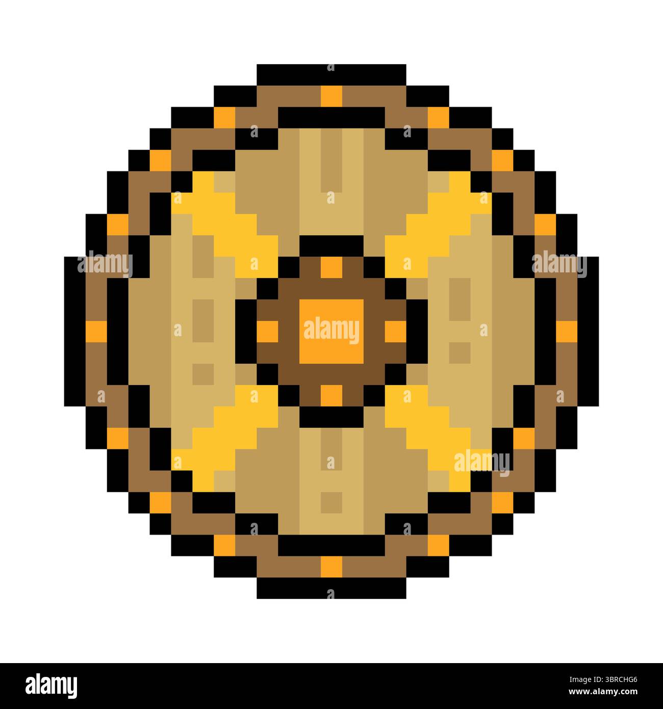 Bouclier Viking médiéval dans le style pixel art Illustration de Vecteur
