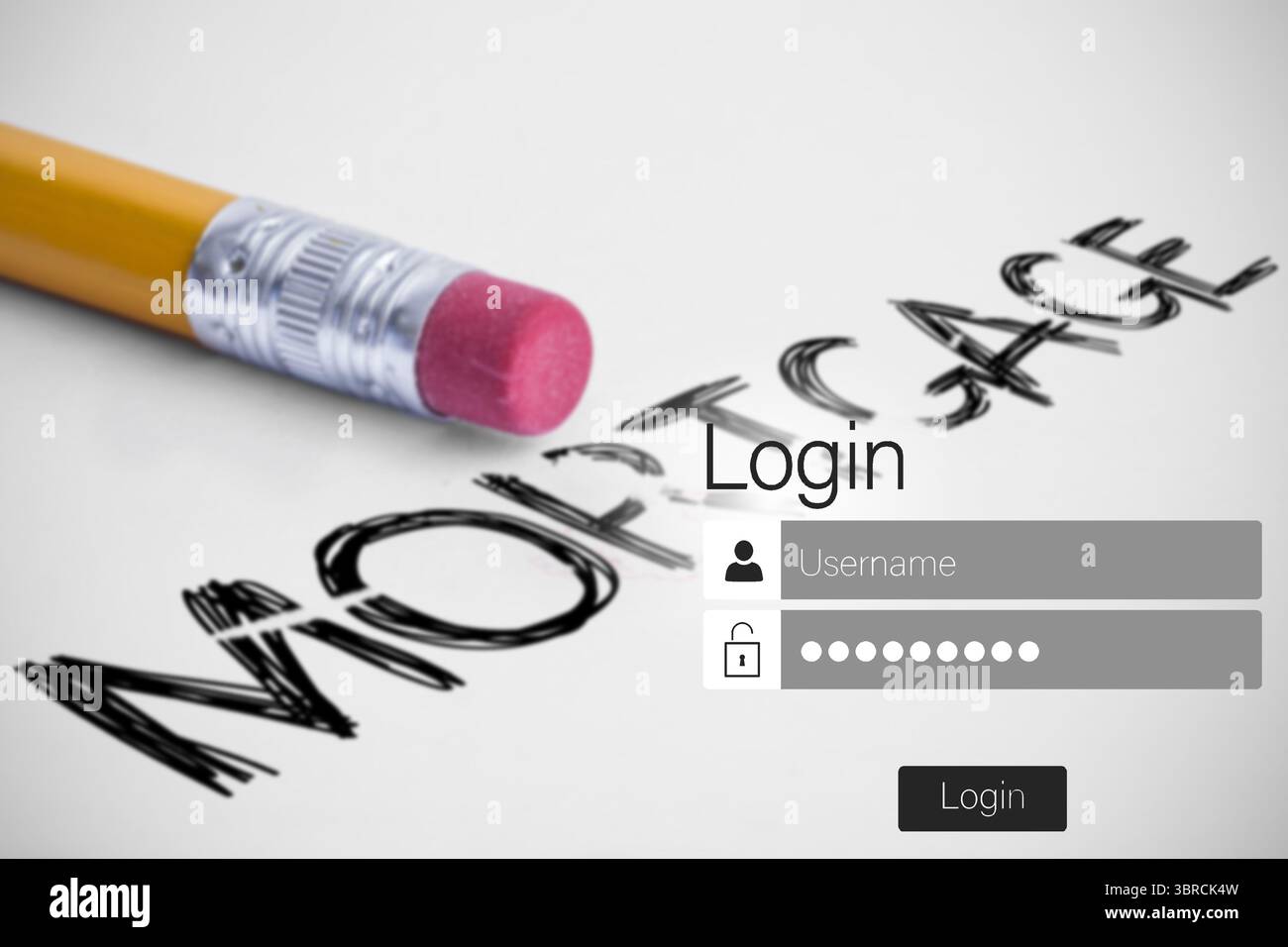 Image graphique du texte hypothécaire sur papier Banque D'Images