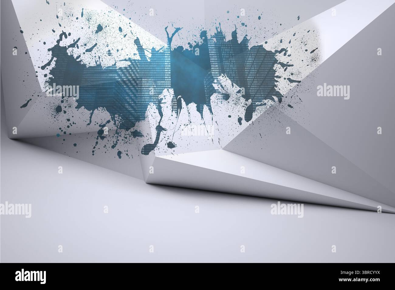 Splash sur mur révélant graphique technologie Banque D'Images