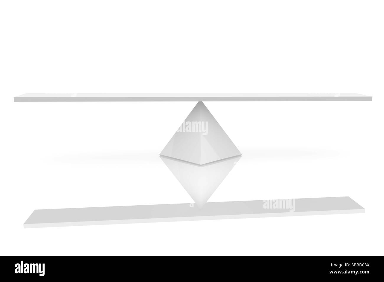 Affichage de deux étagères plates flottant au-dessus du support en diamant inversé reflétant sur la base, espace de copie Banque D'Images