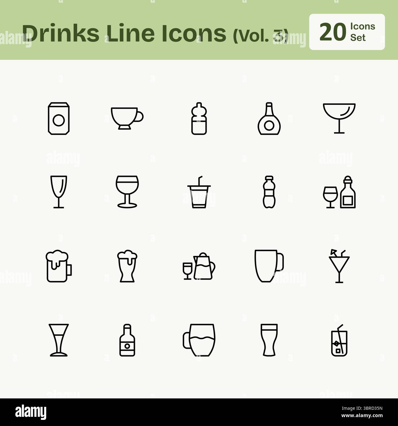 Icônes des lignes de boissons (Vol.3) Illustration de Vecteur