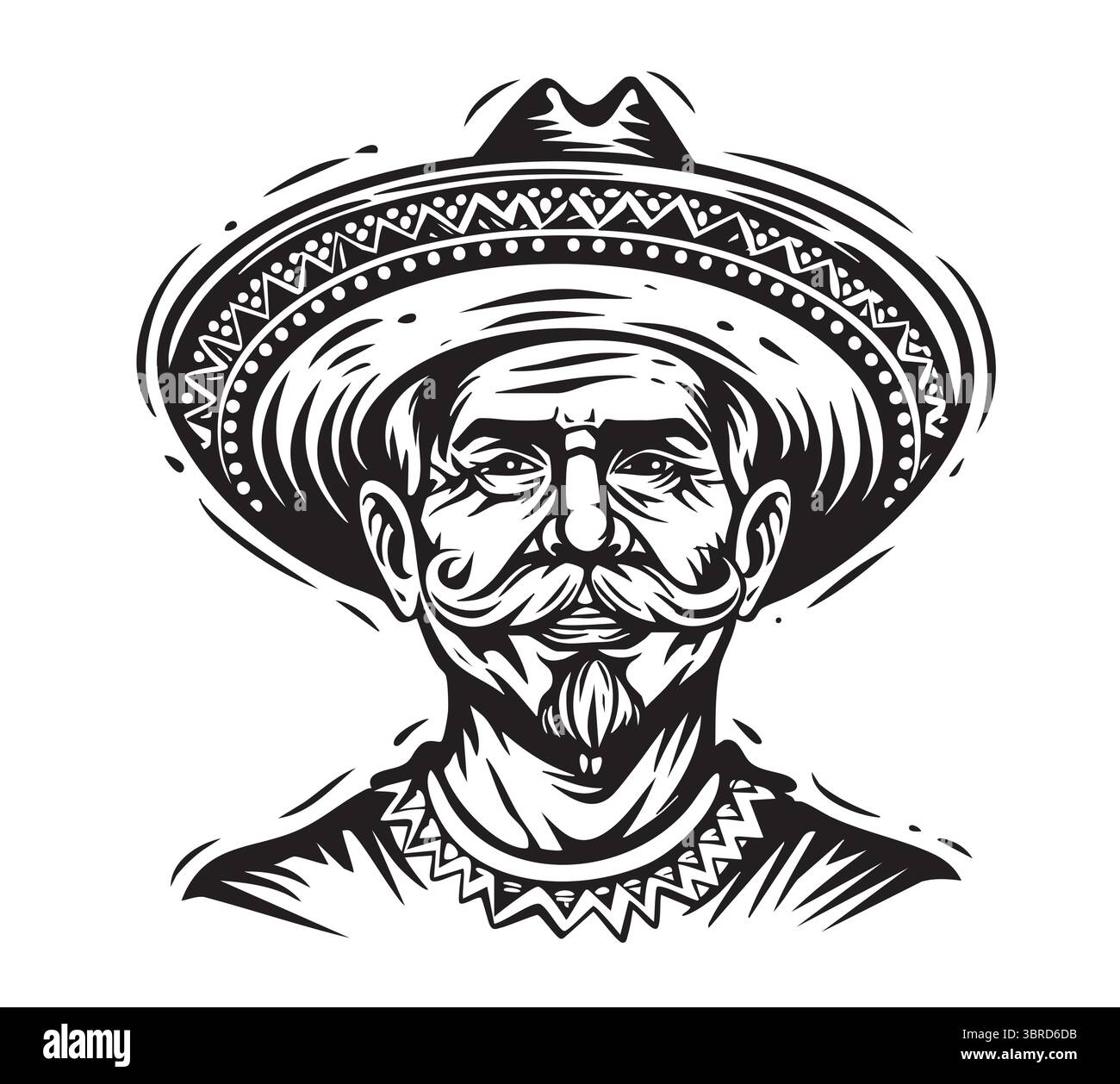 Homme mexicain traditionnel avec illustration de chapeau Illustration de Vecteur