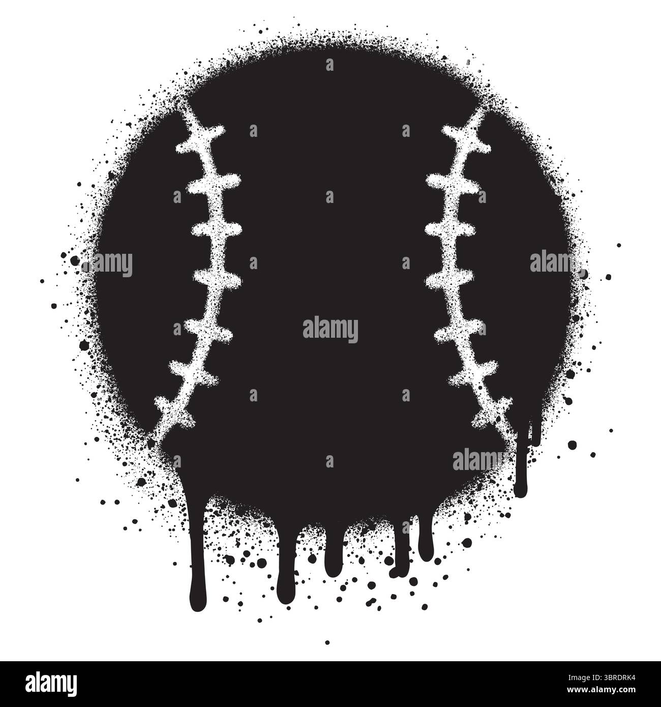 Icône de baseball dans un style graffiti avec peinture noire en aérosol Illustration de Vecteur