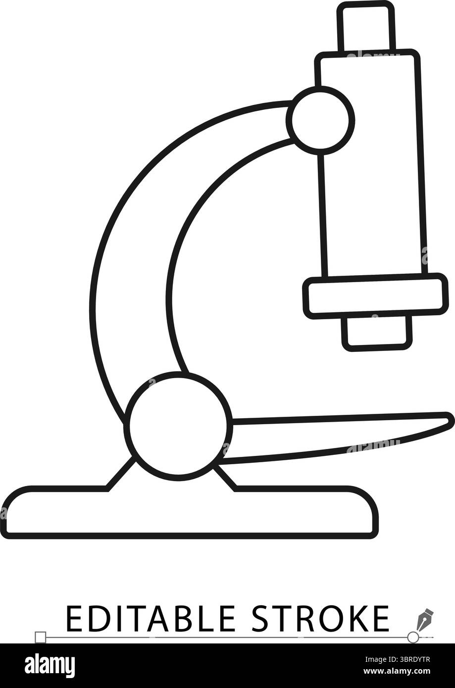 Une icône de microscope dans un style minimaliste avec trait modifiable. Instrument scientifique, outil de biologie, équipement de laboratoire, analyse d'échantillons, micro-recherche Illustration de Vecteur