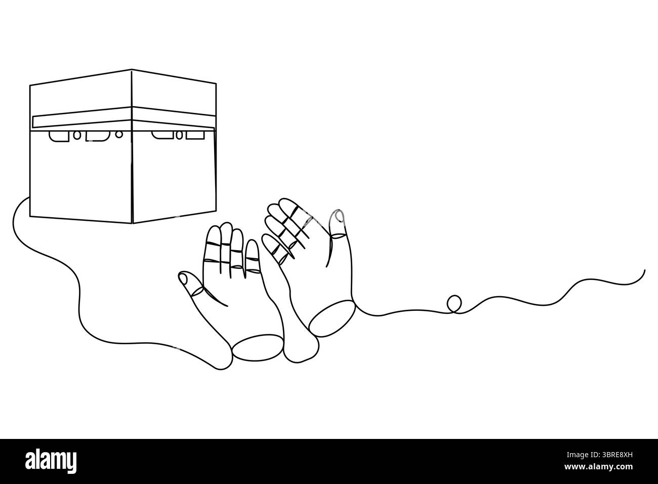 Mains priantes dessin continu d'une ligne d'illustration vectorielle de contour Illustration de Vecteur