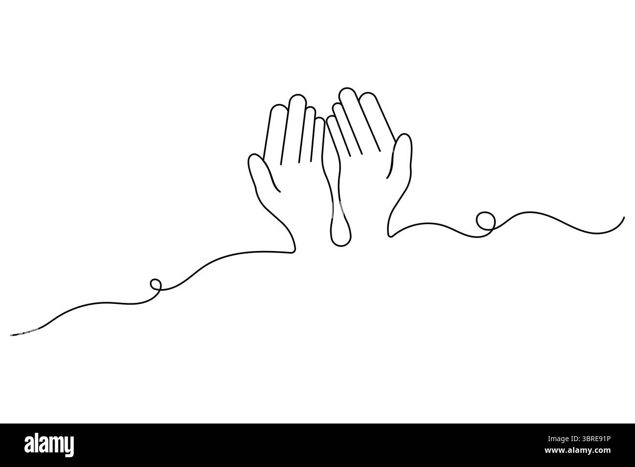 Mains priantes dessin continu d'une ligne d'illustration vectorielle de contour Illustration de Vecteur