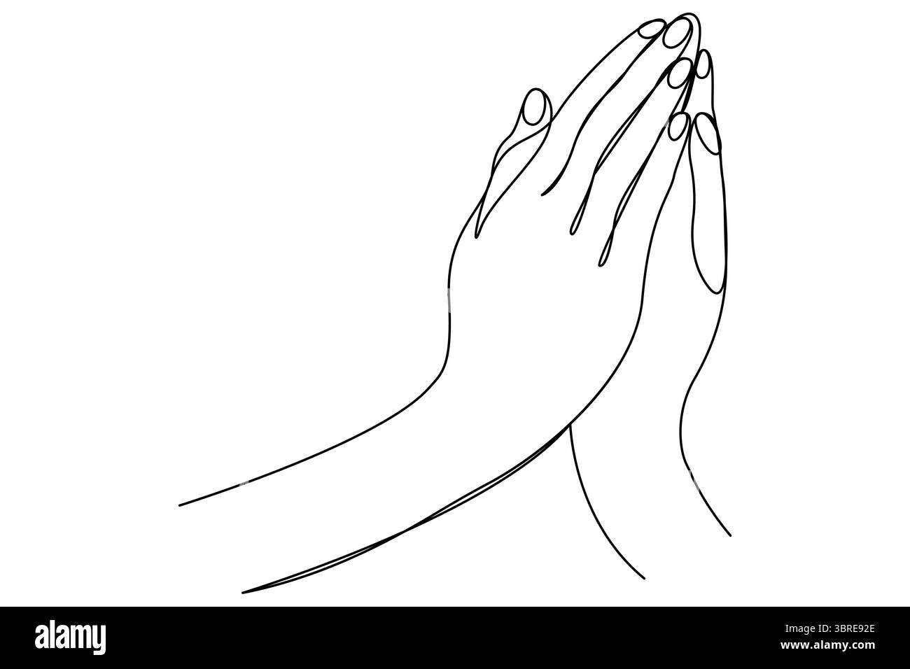 Mains priantes dessin continu d'une ligne d'illustration vectorielle de contour Illustration de Vecteur