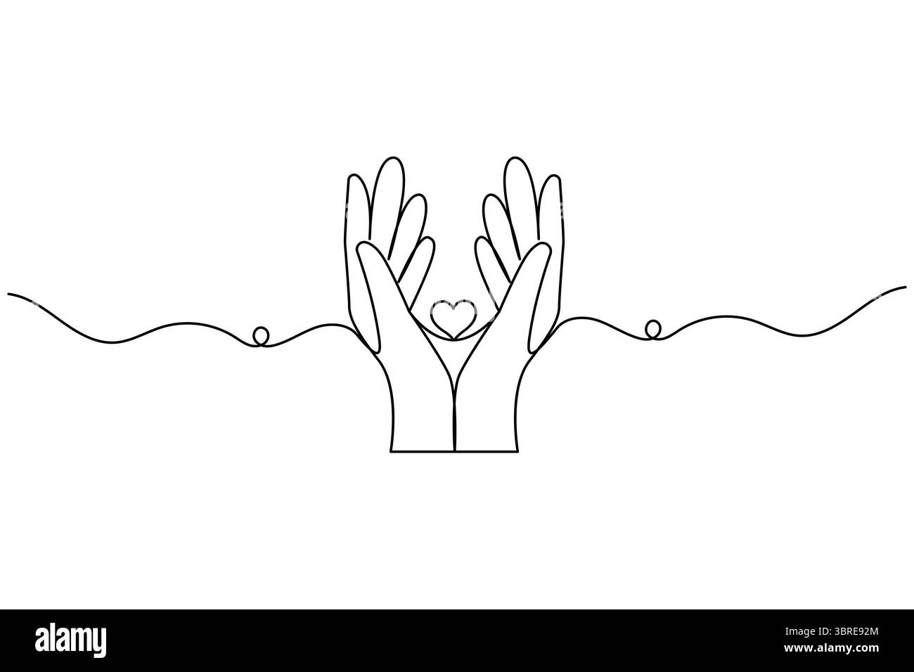 Mains priantes dessin continu d'une ligne d'illustration vectorielle de contour Illustration de Vecteur