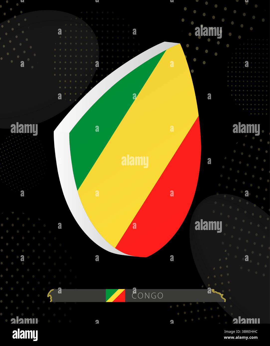 Icône Congo Flag Shield en 3D sur fond de rugby abstrait moderne sombre. Parfait pour les événements sportifs, les thèmes patrimoniaux, les célébrations nationales et patrioti Illustration de Vecteur Icône Congo Flag Shield en 3D sur fond de rugby abstrait moderne sombre. Parfait pour les événements sportifs, les thèmes patrimoniaux, les célébrations nationales et patrioti Illustration de Vecteur
