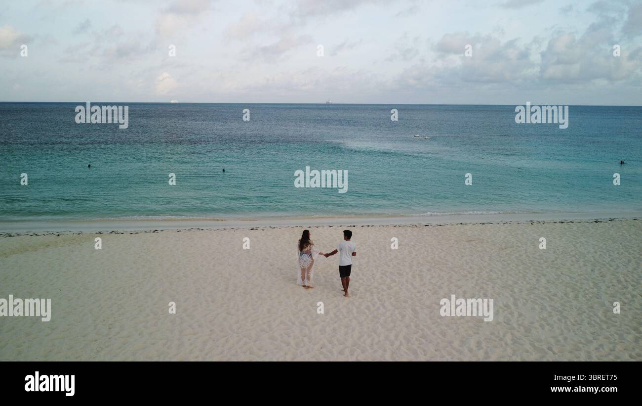 lune de miel à eagle beach aruba Banque D'Images