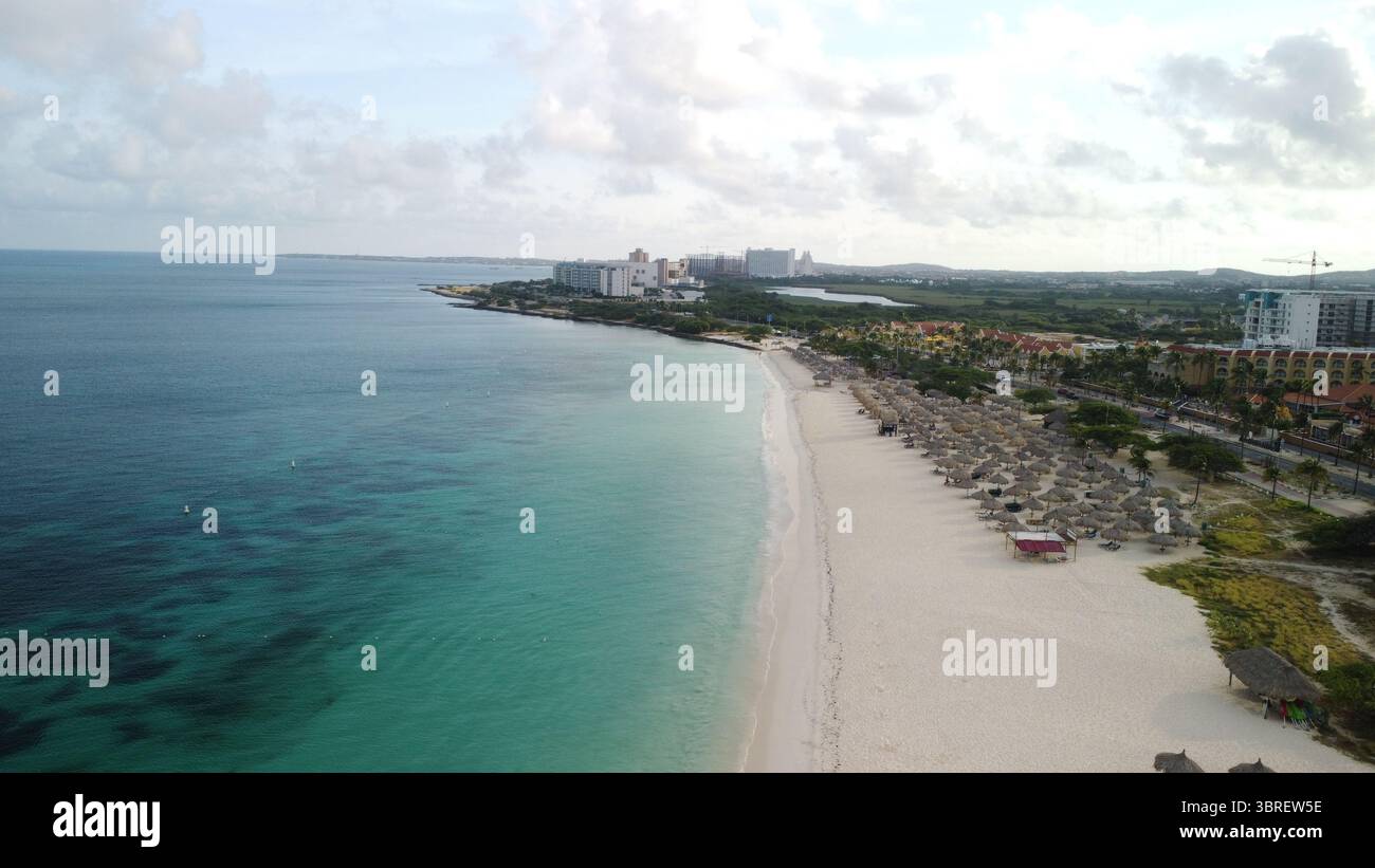 Vue aérienne d'Eagle Beach aruba Banque D'Images