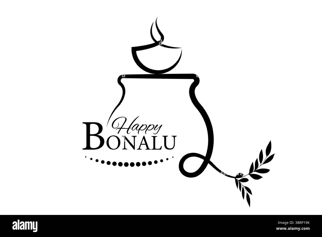 Joyeux logo Bonalu, Festival Telugu traditionnel dans l'État de Telangana, Hyderabad, Secunderabad. Bonalu Panduga Subakanshalu. Icône silhouette vectorielle Illustration de Vecteur
