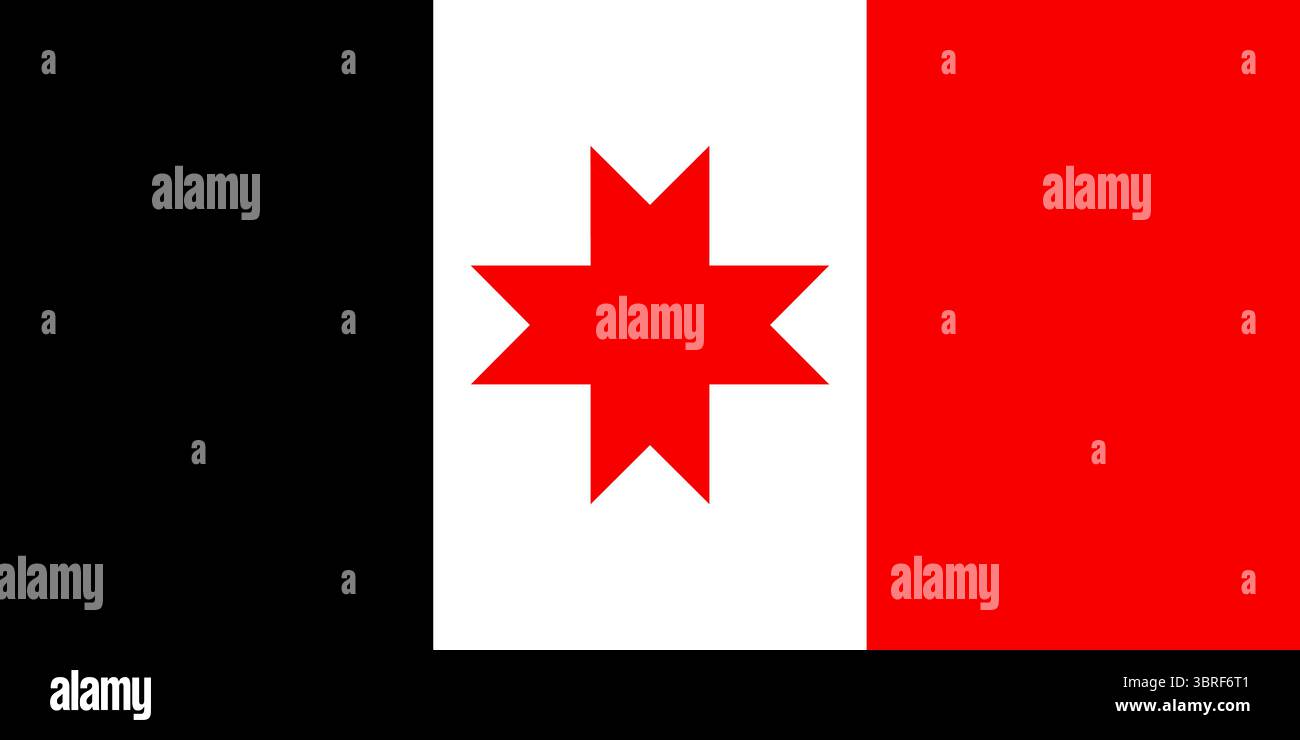 Drapeau d'Oudmurtie, Russie – drapeau régional officiel avec emblème vertical tricolore noir, blanc, rouge et national, illustration vectorielle Illustration de Vecteur