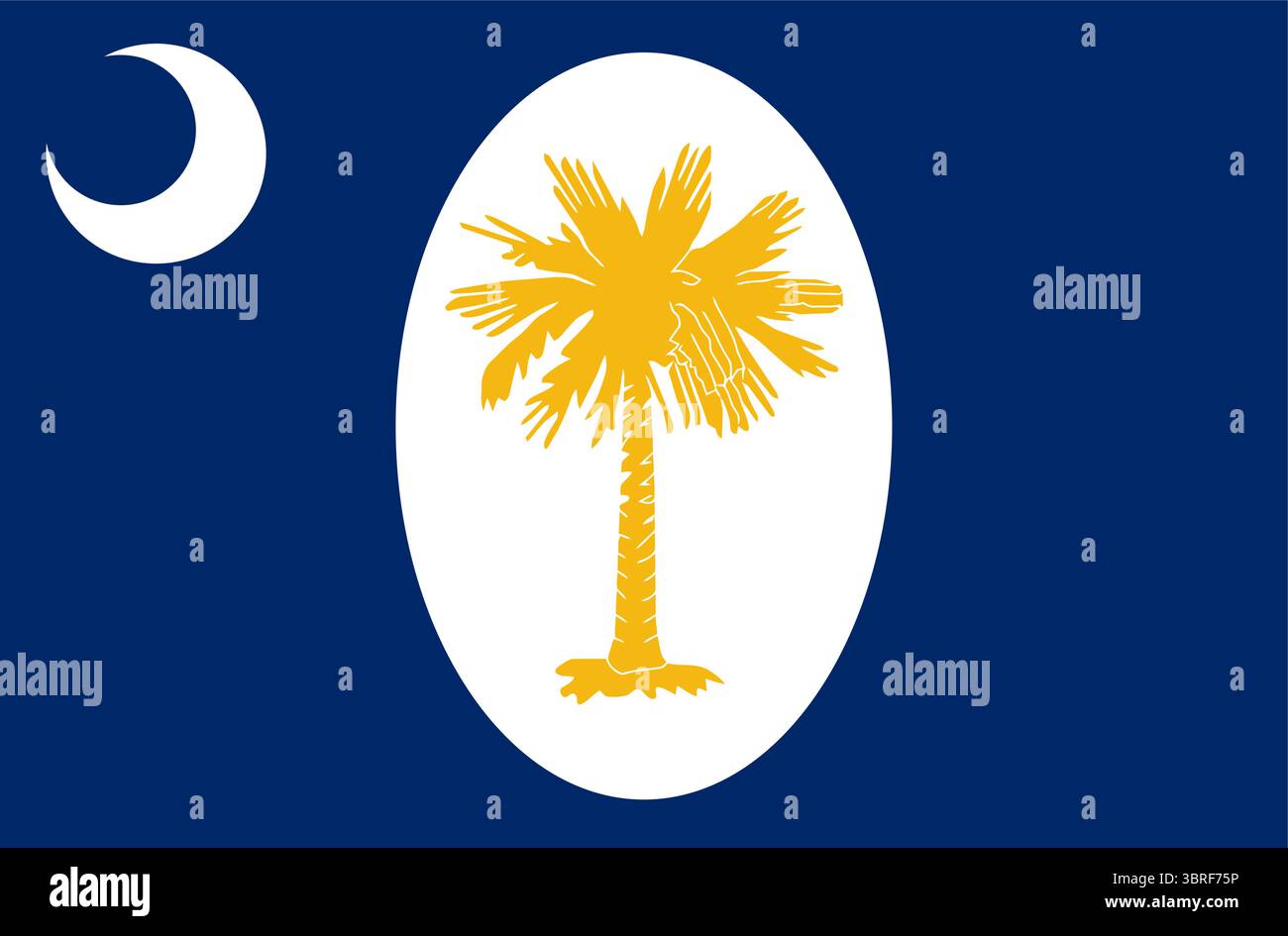 Drapeau de Caroline du Sud (janvier 1861) – drapeau historique du sud des États-Unis, début de la guerre de Sécession, palmetto et croissant sur fond bleu Illustration de Vecteur