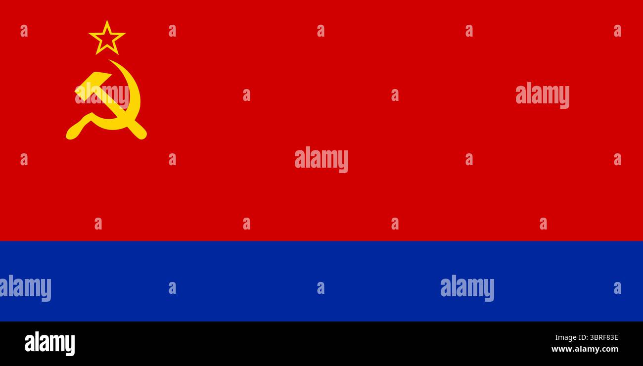 Drapeau de Nahichevan ASSR, RSS d'Azerbaïdjan – bannière rouge de style soviétique avec marteau doré et faucille, étoile du canton, drapeau de la république autonome historique Illustration de Vecteur